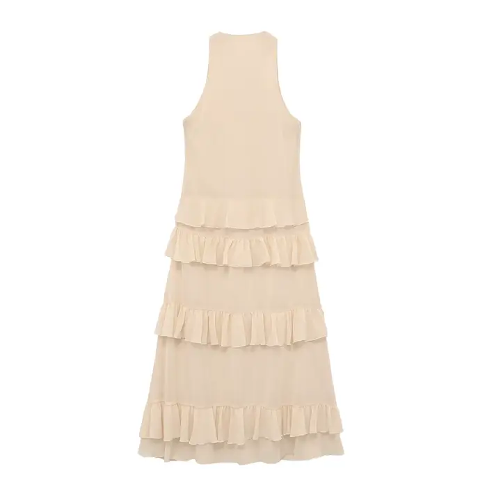 Robe midi élégante beige pour femme