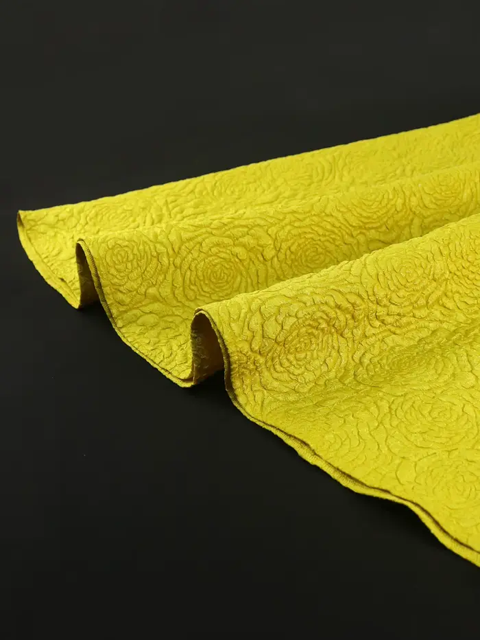 Élégant Jacquard une ligne robes 3D fleur manches courtes bouffantes femmes décontracté bureau travail soirée Cocktail