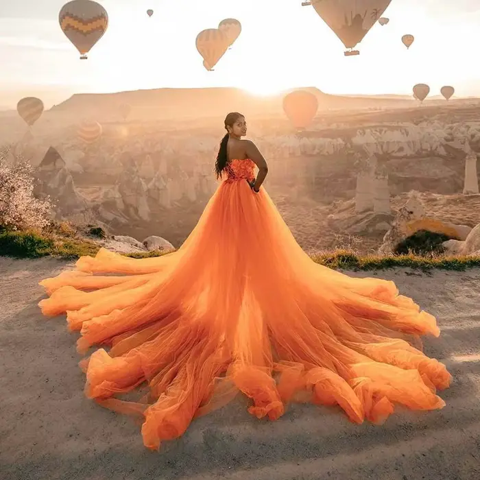 Robe en Tulle Doux à Traîne Longue pour Femme, Tenue de Mariage et de Photographie Personnalisée