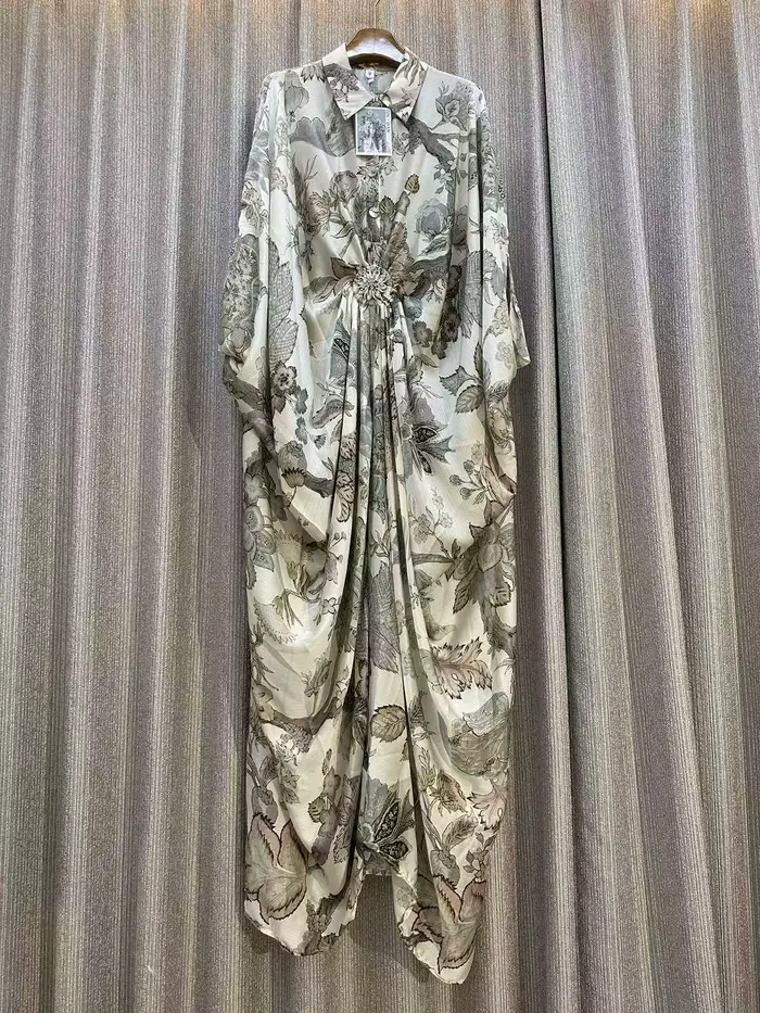 Robe imprimée ample pour femme design rétro décontracté style asymétrique soirée été 2026