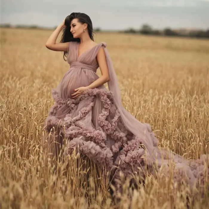 Robes de soirée de maternité rose poussiéreux