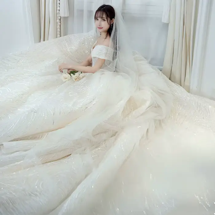 Robe de mariée de luxe à paillettes col bateau épaules dénudées personnalisée pour femmes grandes occasions spéciales