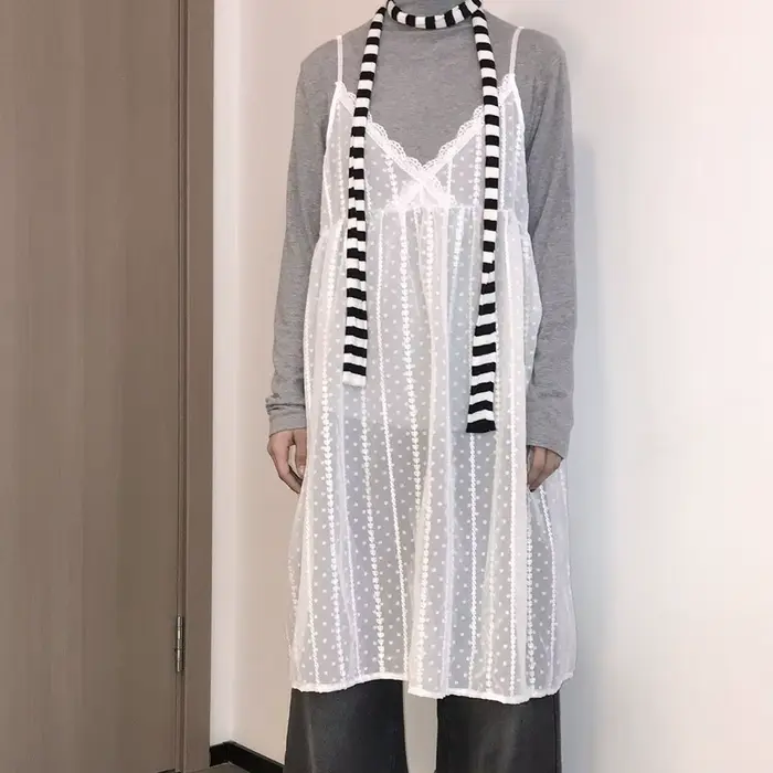 Robes coréennes pour femmes, mode transparente, basique, dentelle, Patchwork, ligne a, conçu, Y2k, f