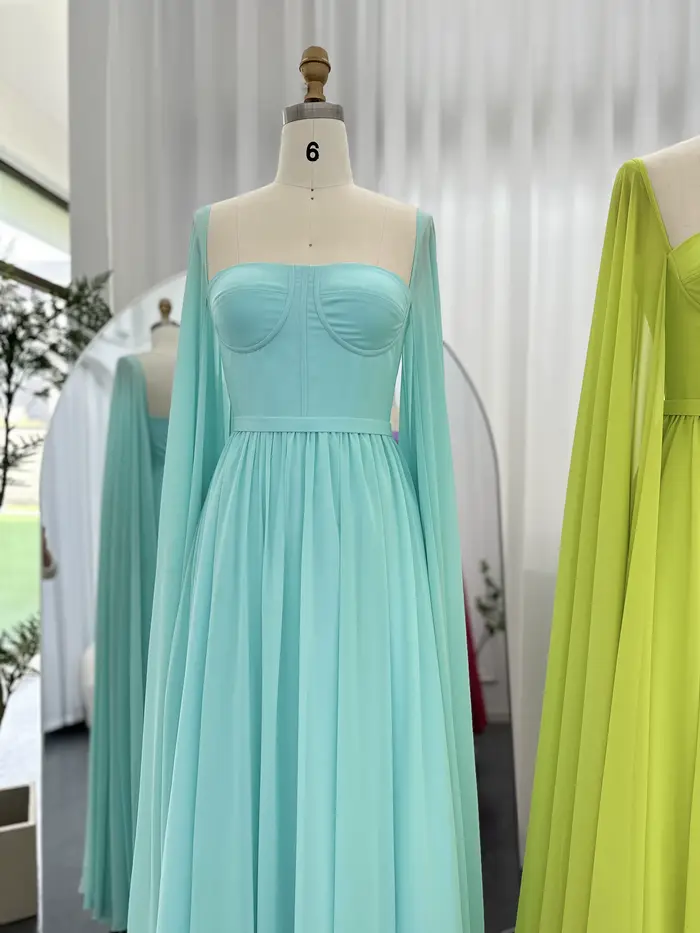 Sharon Said arabe élégant bretelles Fuchsia dubaï robe de soirée avec Aqua Cape pour les femmes