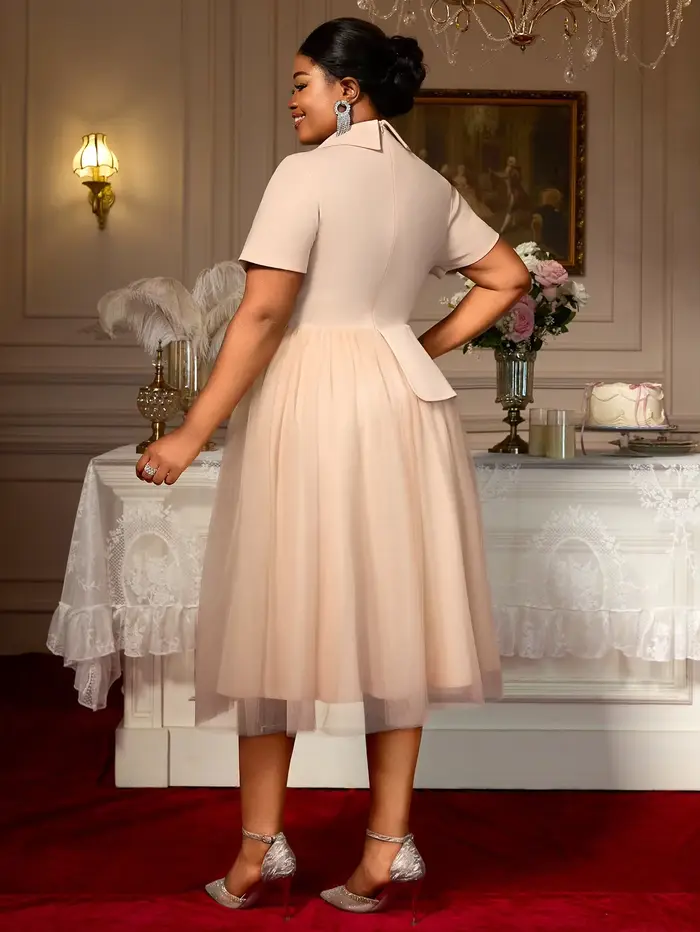 Robe élégante kaki grande taille avec jupe en tulle superposée pour femmes occasions formelles et événements spéciaux