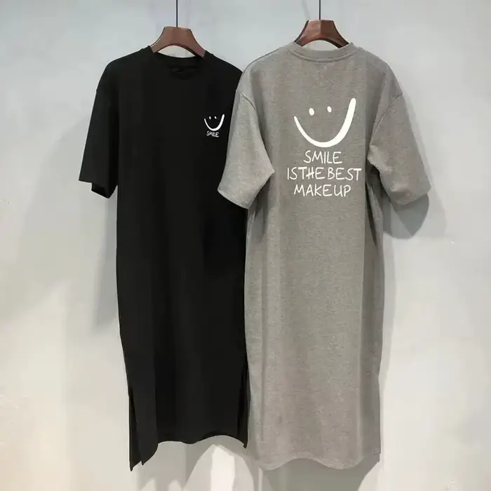 Robe t-shirt décontractée ample mi-longue polyester col rond lettres pour femmes occasions estivales