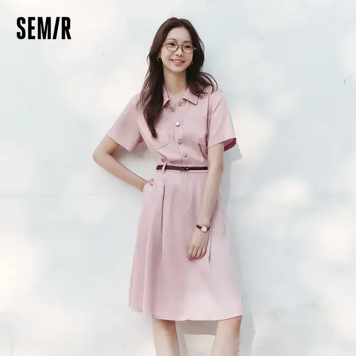 Robe en jean Semir pour femme, taille cintrée, boutonnée, nouvelle collection été 2025, robe midi ra