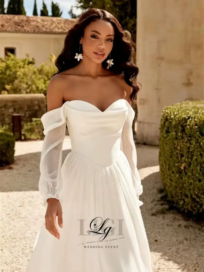 Robe de mariée moderne LIGI à manches longues