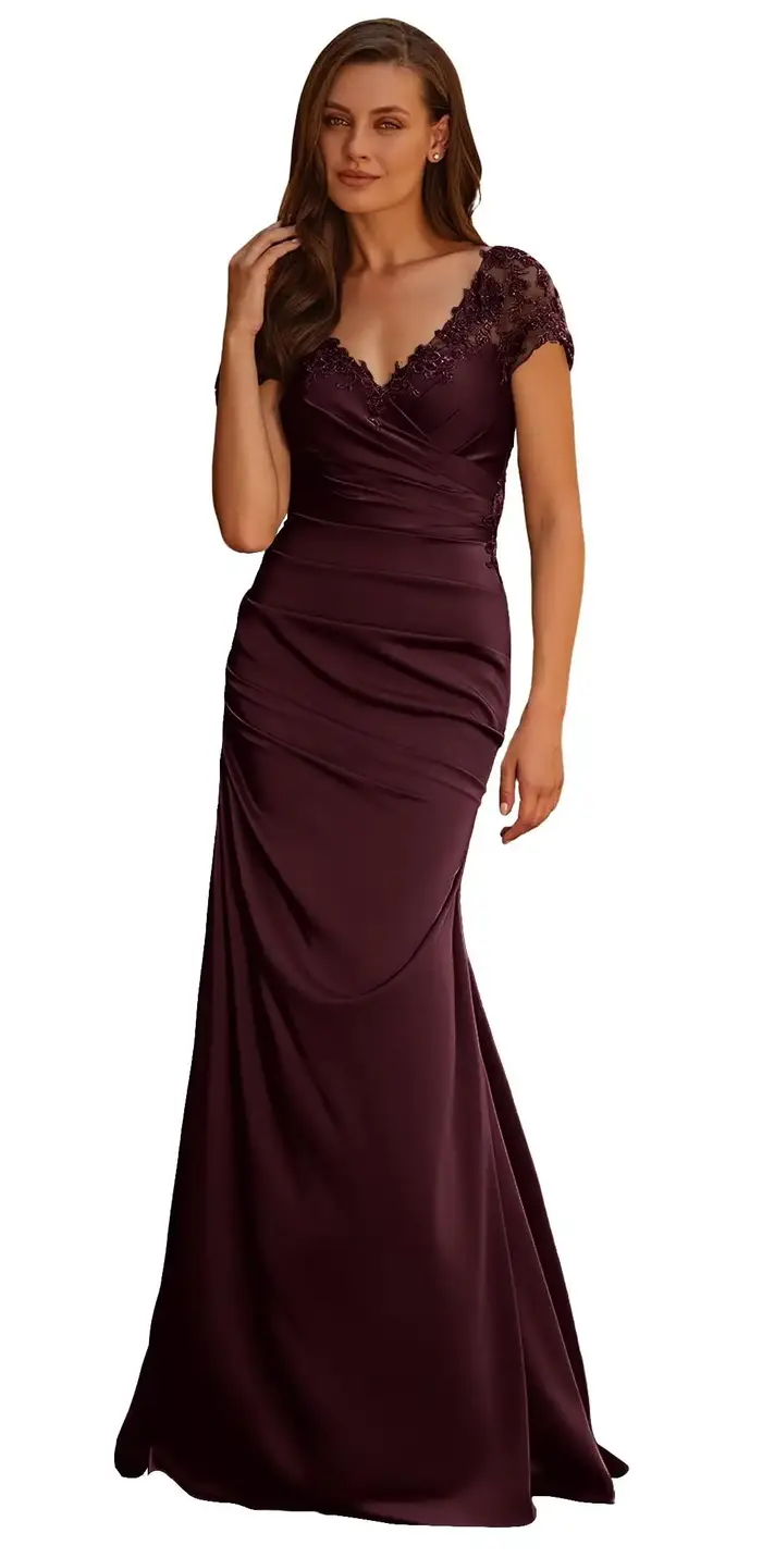 Robe longue en satin personnalisée pour la mère de la mariée