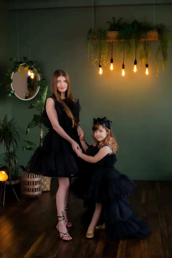 Robes Tutu Noires Haute Couture pour Mère et Fille