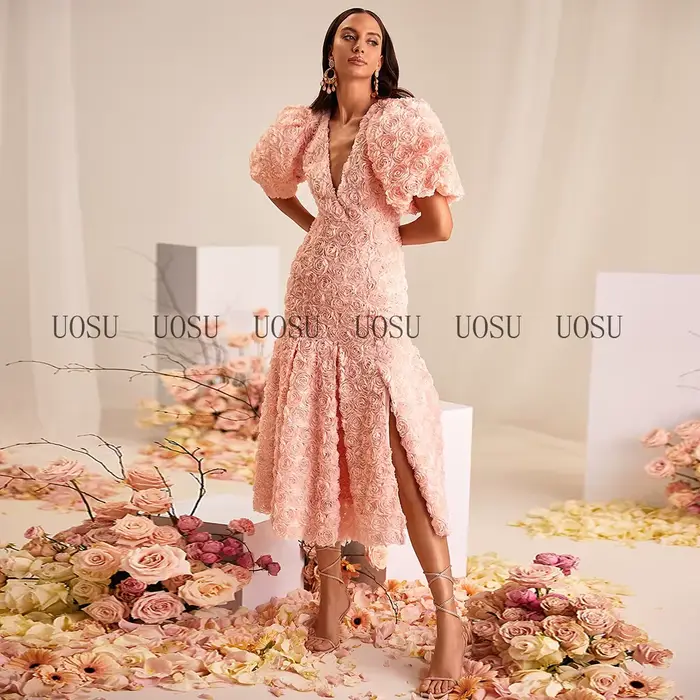 Robes de bal roses 2025 fleurs