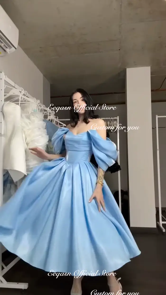 Robe de soirée bleu ciel pour femme Eeqasn
