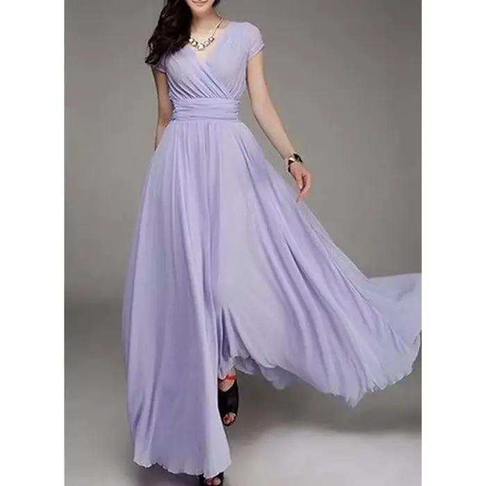 Robe Maxi bohème pour femmes, longue robe de soirée, col en v, sans manches