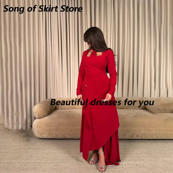 Robe de soirée sirène rouge moderne personnalisable pour femmes avec soutien-gorge intégré pour soirées officielles et mariages