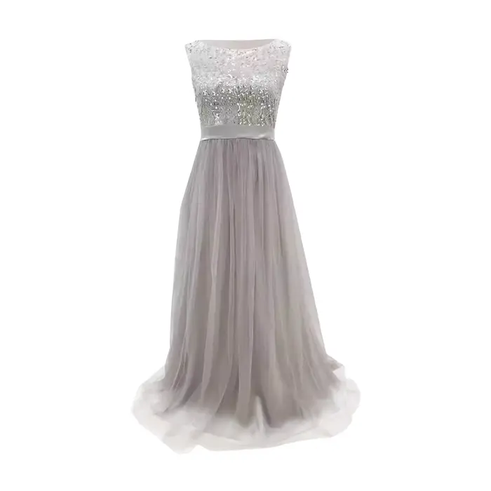 Robes de soirée formelles femmes paillettes maille Patchwork robe de bal longueur de plancher taille haute mariage