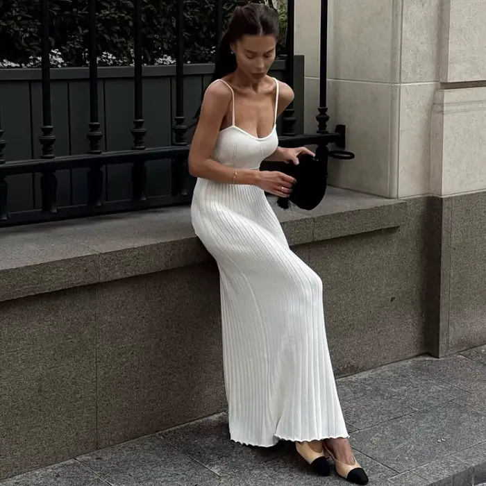 Robe élégante sexy sans manches polyesters longue cheville pour femmes occasions spéciales soirée festive