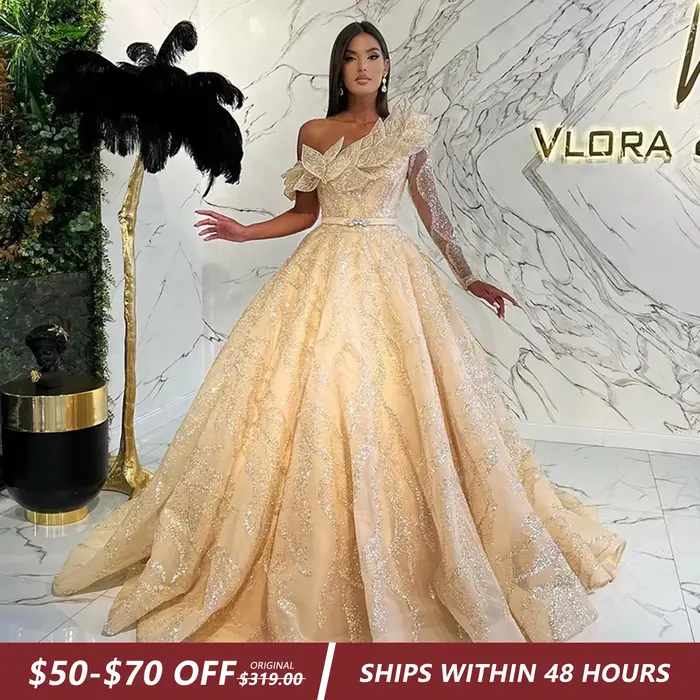 Sharon Said-Robe de soirée dorée personnalisée pour femme