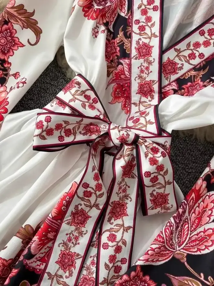 Robe longue à imprimé fleuri pour femmes musulmanes