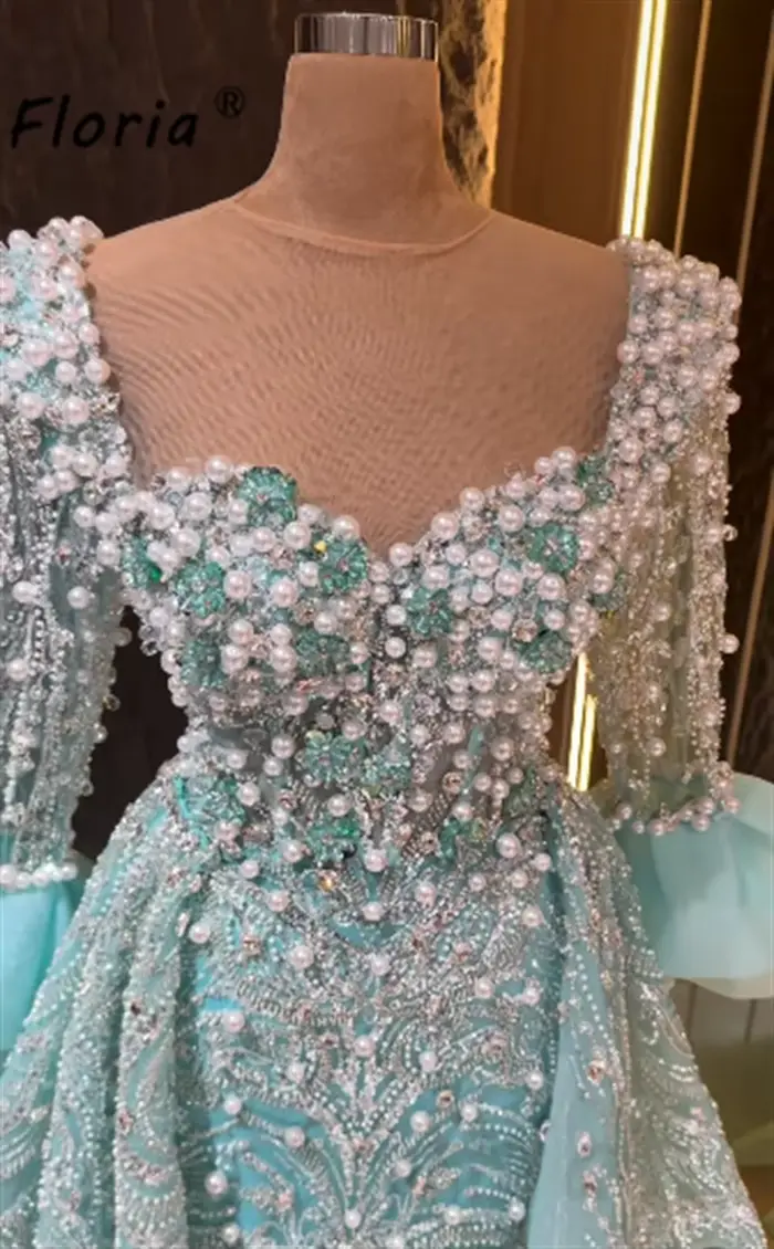 Robe de soirée sirène vert menthe pour femme