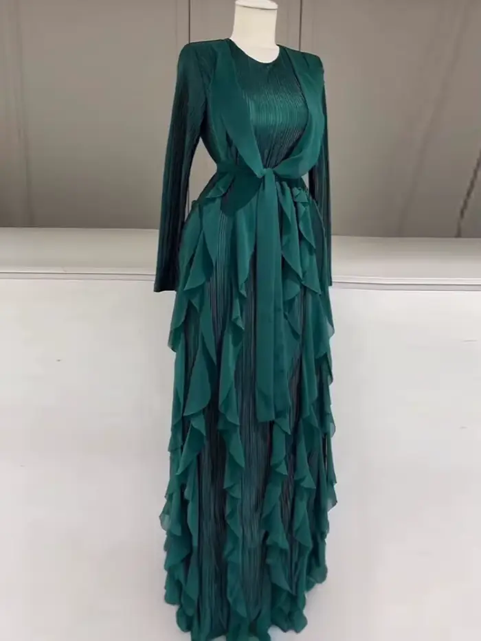 Robe Maxi plissée à volants pour femmes