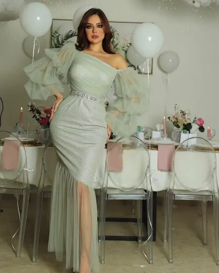 Style arabe Sexy femmes Robe de soirée élégant Tulle dubaï