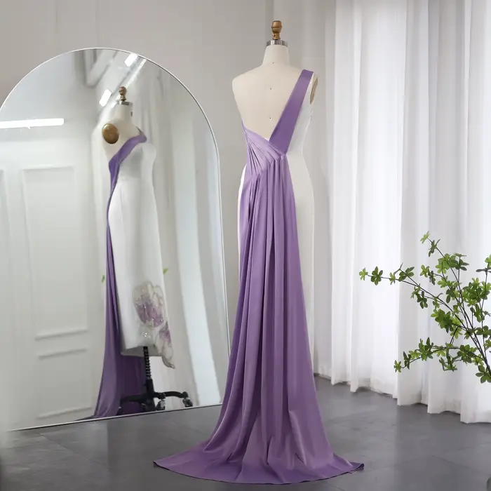 Sharon Said-Robe de soirée blanche avec papillon perlé pour femme