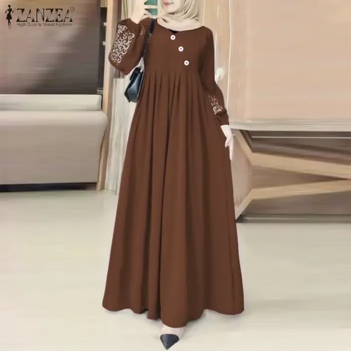 ZANZEA mode turquie robe musulmane Vintage Eid Mubarek robes femme à manches longues