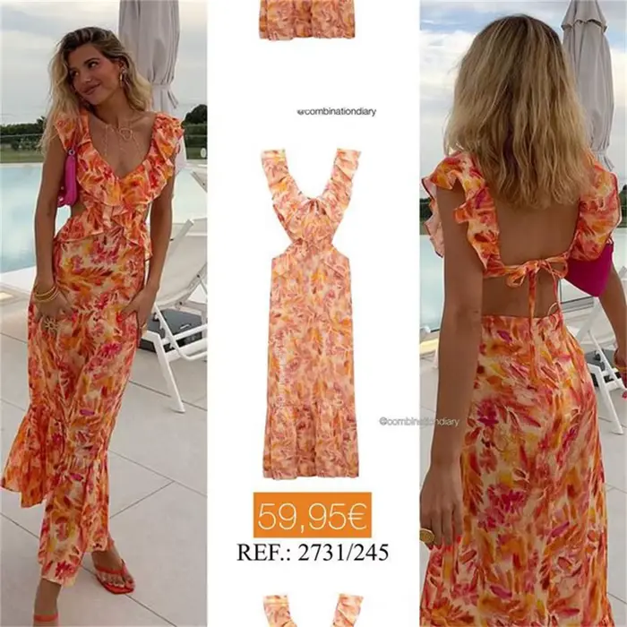 Melphieer 2025 vacances plage Style été femmes nouvelle couche décorative robe Midi Orange plante im