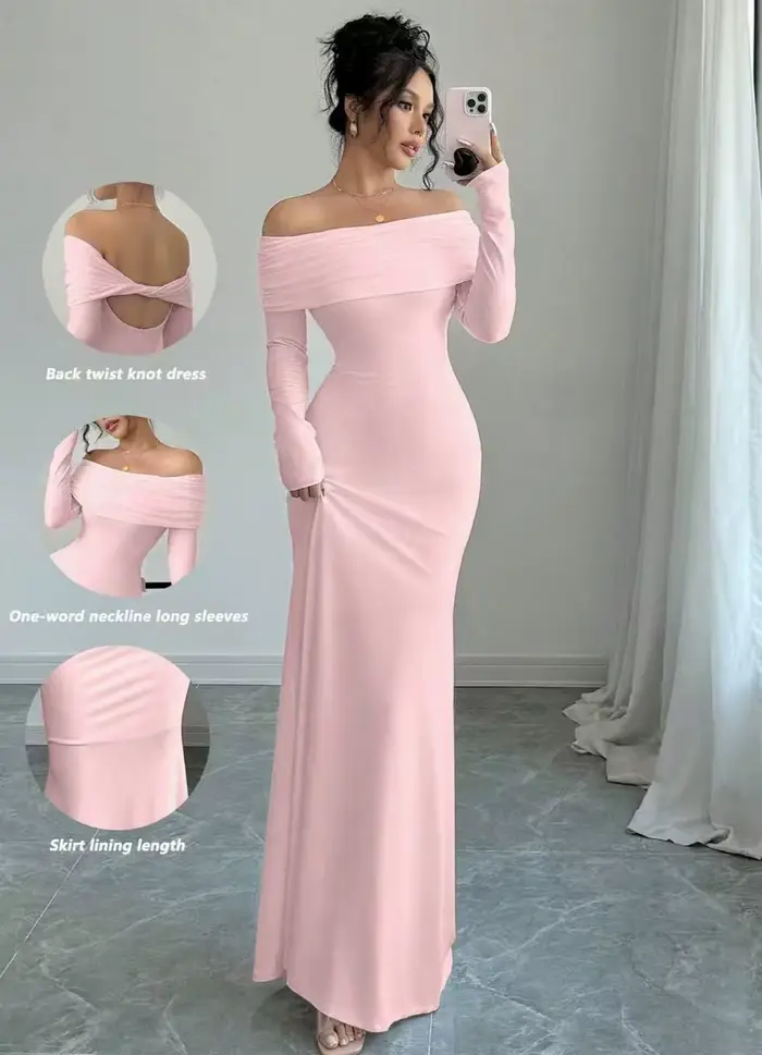 2025 automne/hiver femmes Bareback Sexy robe à bandoulière unique
