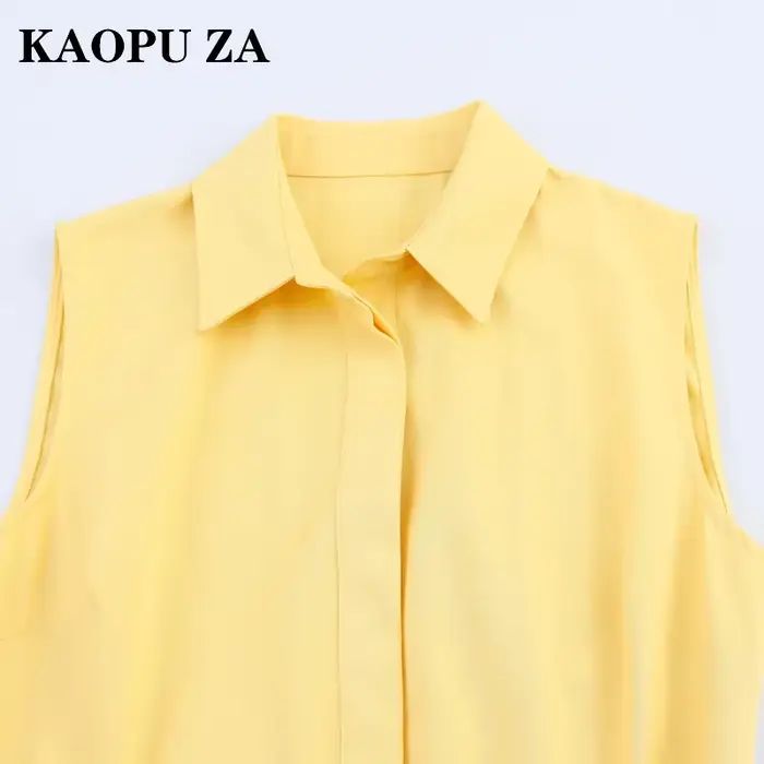 Robe chemise sans manches en polyester avec col polo et ceinture à la taille pour femmes, style décontracté et élégant pour l'été