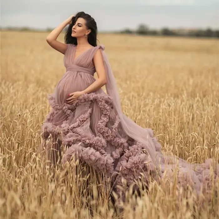 Robes de soirée de maternité rose poussiéreux