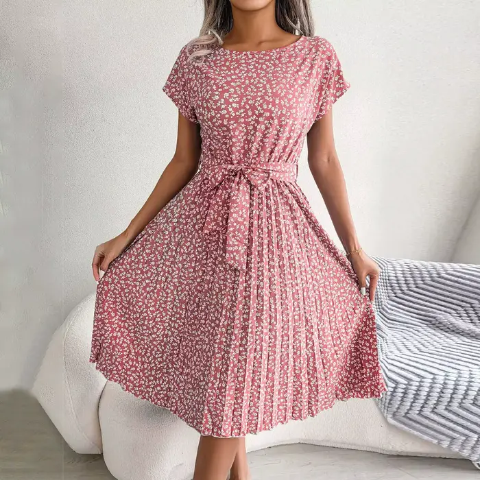 Robes grande taille pour femmes, Vintage, imprimé Floral, longueur aux genoux, manches courtes, tail