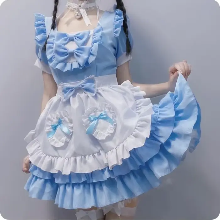 Robe Lolita Sexy Japonaise Crème Petite Demoiselle De Miel Costume Bleu Rose Rouge Noir