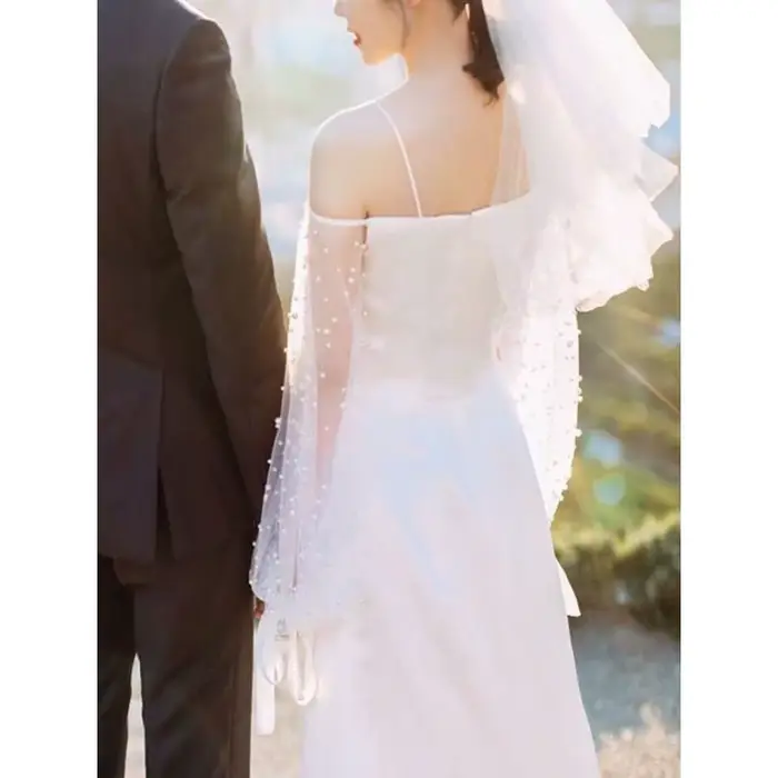 Robe de mariée légère française en Satin
