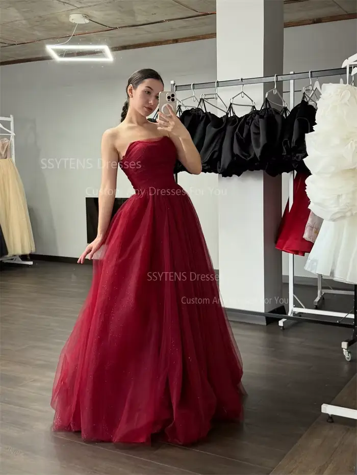 SSYTENS – robe De soirée rouge élégante, longueur au sol, Corset De fête De mariage, sans manches, formelle, personnalisée