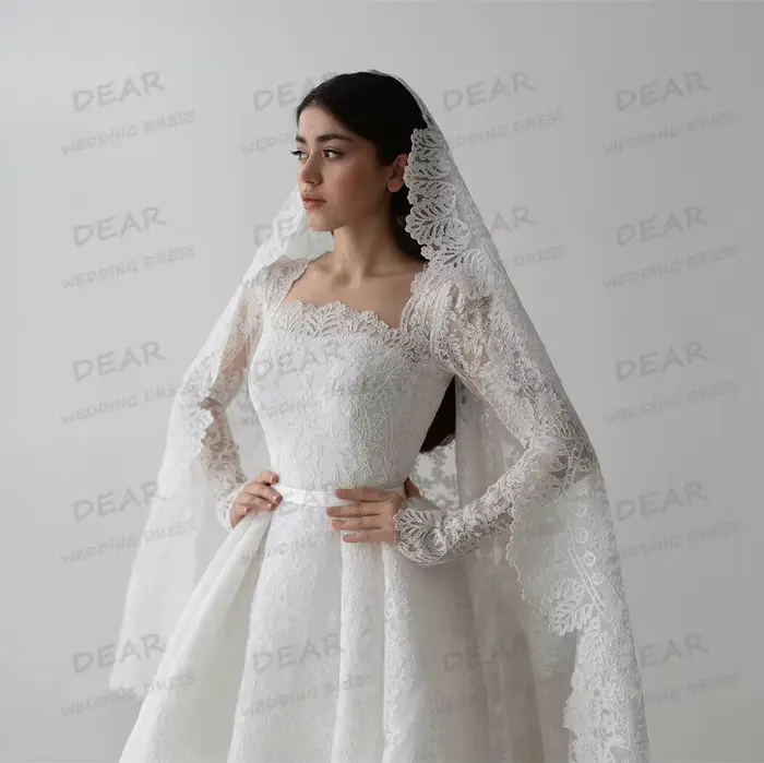 Luxe Boho robe De mariée élégante a-ligne Appliques fleurs à manches longues femmes robes