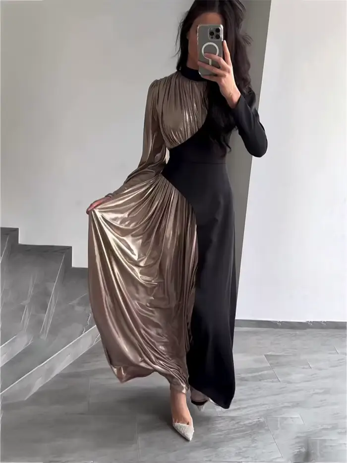 Robe de soirée longue ligne asymétrique