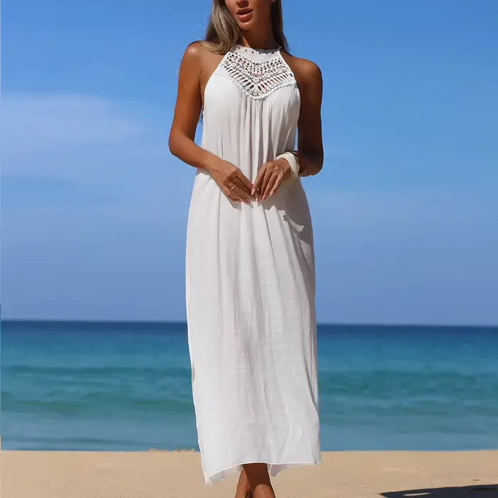 Robe de plage pour les vacances d'été, protection solaire, décontractée, ample, avec fente latérale,