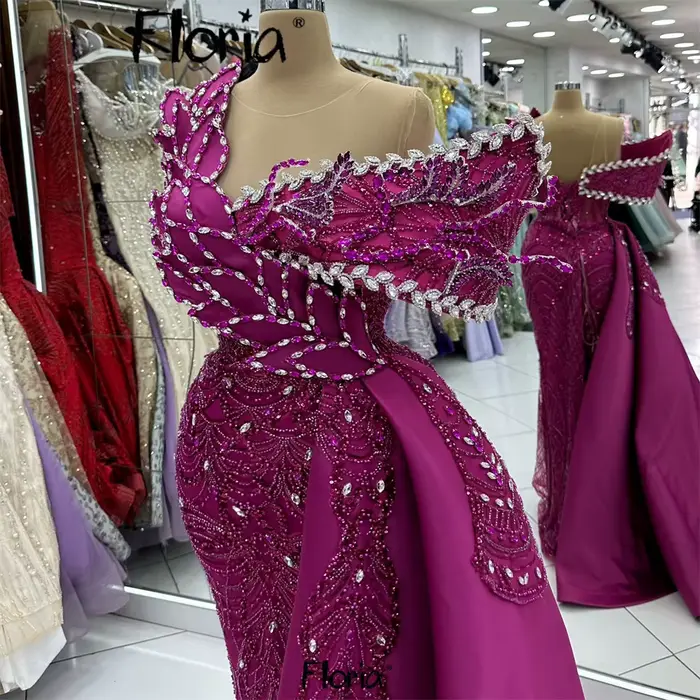 Robes de Soirée Sirène Rose Vif pour Femme