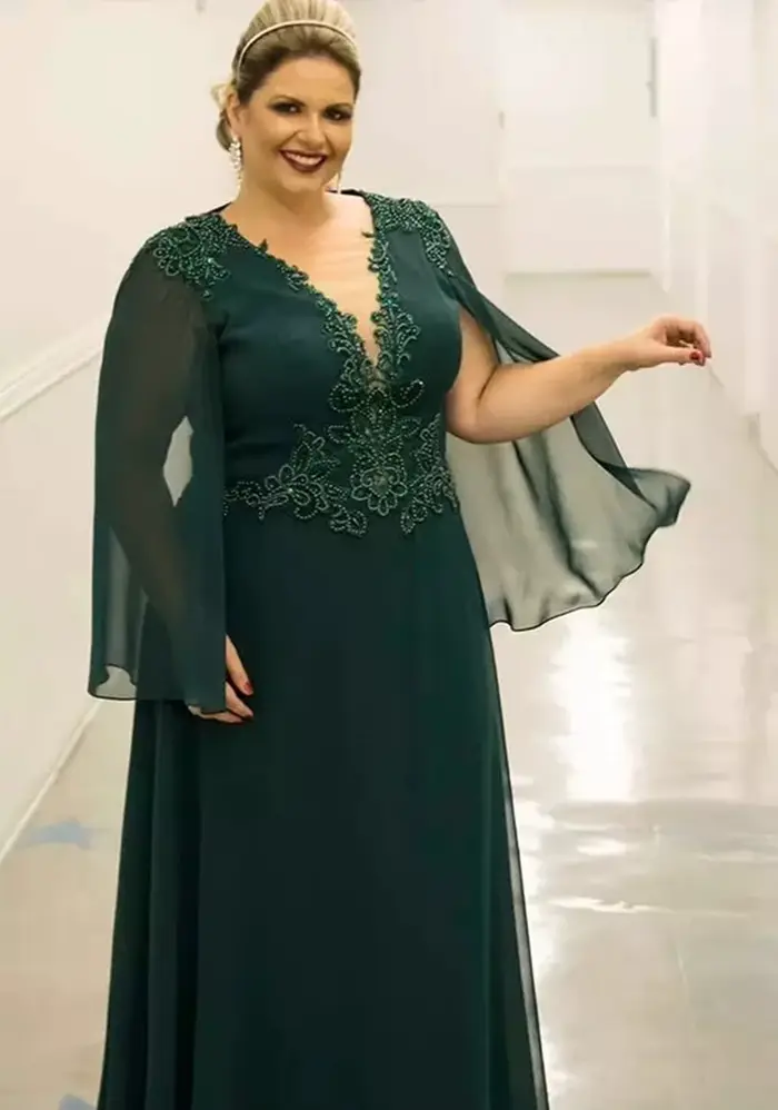 Robe de mère de la mariée en mousseline sirène avec appliques pour événements spéciaux femmes grandes tailles personnalisées