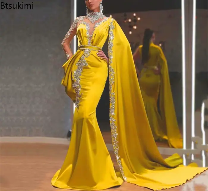 Robe de Soirée Femme Élégante Transparente Vintage Longueur Au Sol Manches Longues Style Sexy et Club Occasions Spéciales