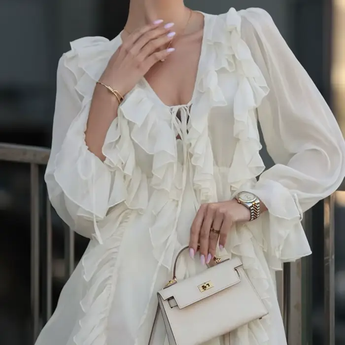 Robe à lacets à volants pour femmes