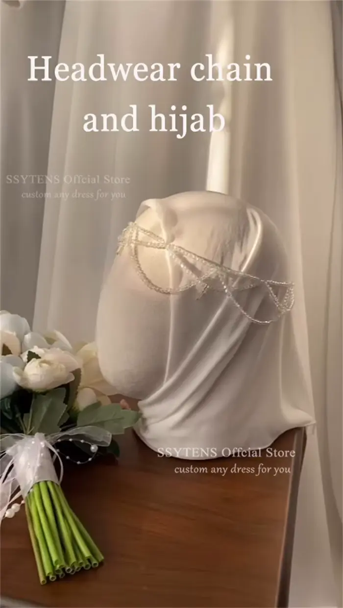 SSYTENS Robes de mariée musulmanes modestes pour les mariées, personnalisées, en dentelle ivoire, co