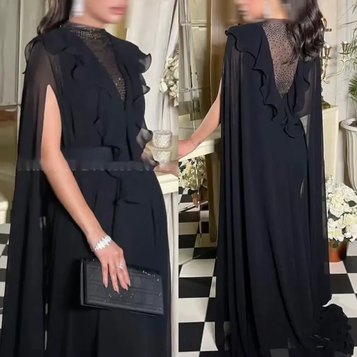 Robe de soirée en mousseline de soie noire
