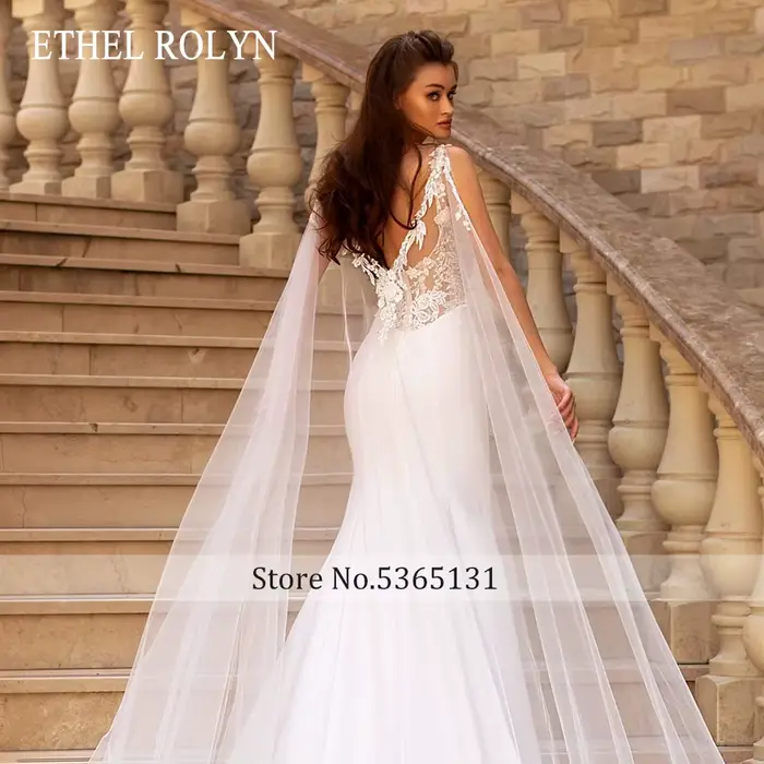 ETHEL ROLYN robe de mariée sirène perles chérie avec châle