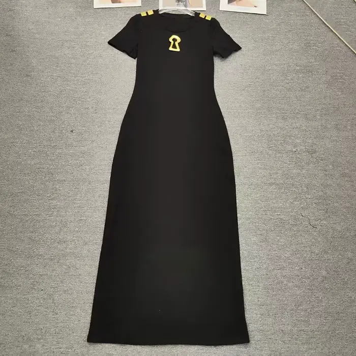 TWOTWINSTYLE – robe amincissante décontractée pour femmes, col rond, manches courtes, taille haute, 