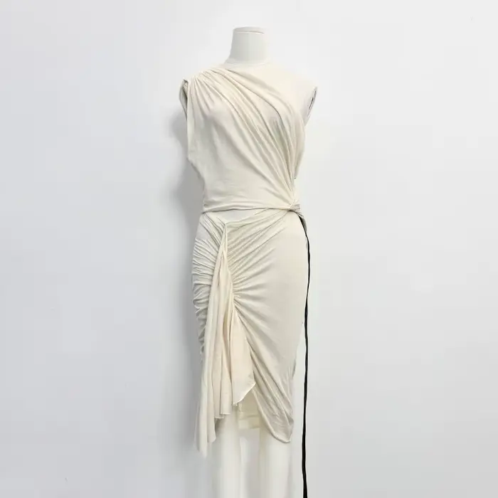 Robe moulante sexy asymétrique sans manches torsadée style gothique pour femme - Collection High Street