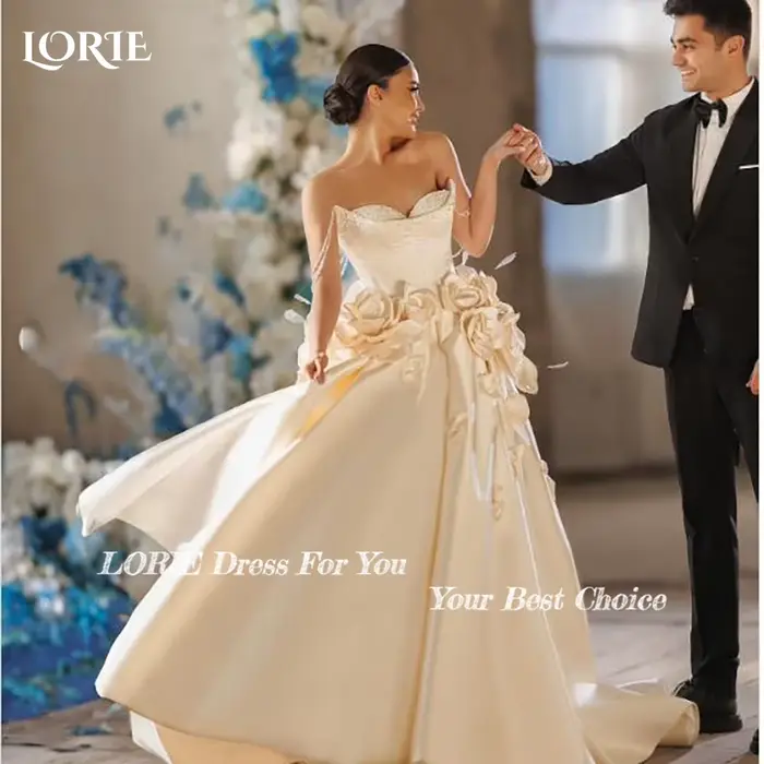 LORIE 3D fleurs robe de mariée élégante Rose a-ligne princesse