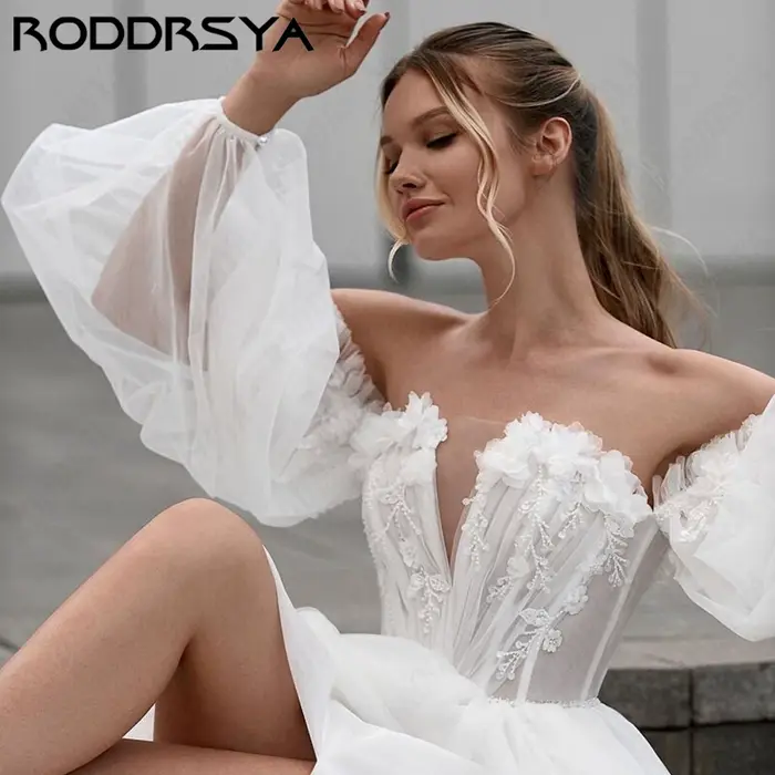 Robe Mariée A-Line Mousseline Légère RODDRSYA Personnalisable