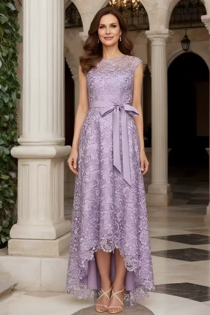 Robe de mère de la mariée en mousseline à lacets 2026 pour femme